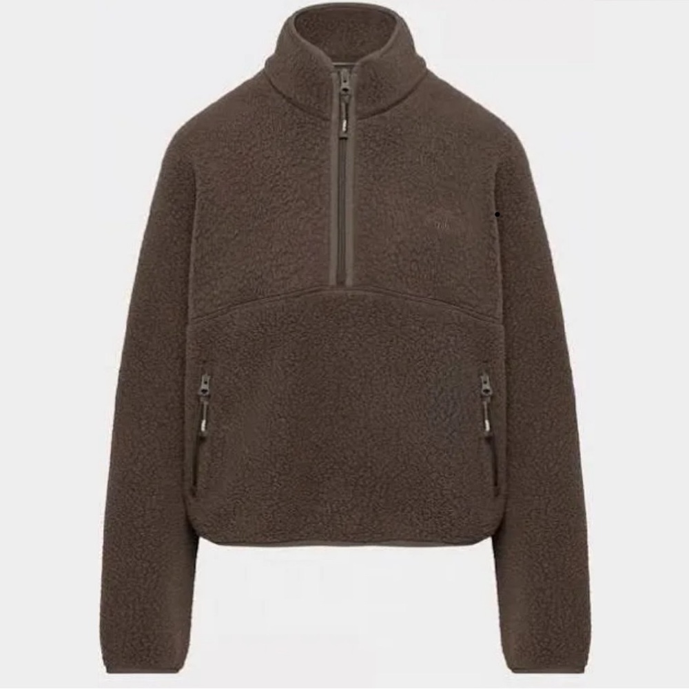 Aritzia TNA Polartec Thermal Pro 1/2 Zip Hi-Hip sweater in brown, size S